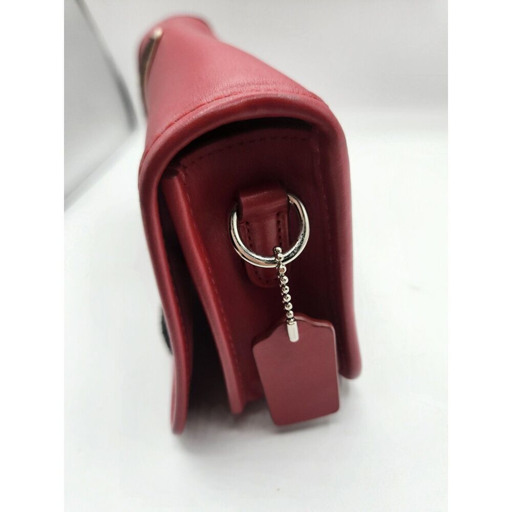 Coach Red Patchwork Turnlock Crossbody Bag Leather w/ Webbed Strap Y2K - Picture 5 of 16